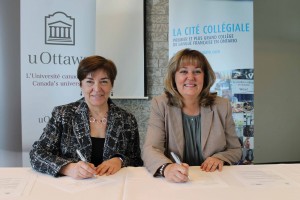 Johanne Bourdages, vice-rectrice aux études à l’Université d’Ottawa, et Linda Cloutier, vice-présidente à l’enseignement de La Cité collégiale